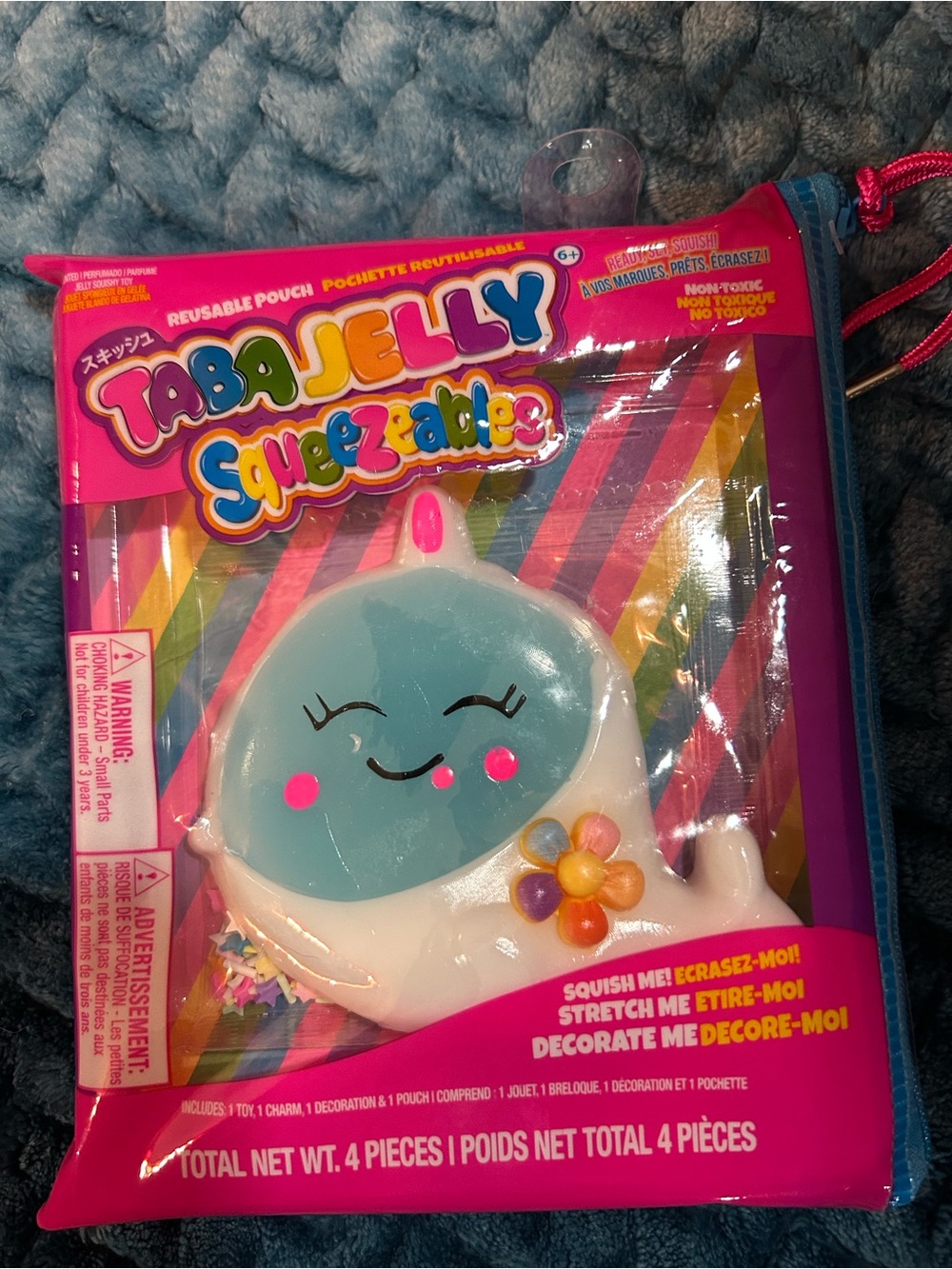 Tabajelly Squeezables Cute Narwhal Squishy Pouch - Blue & White